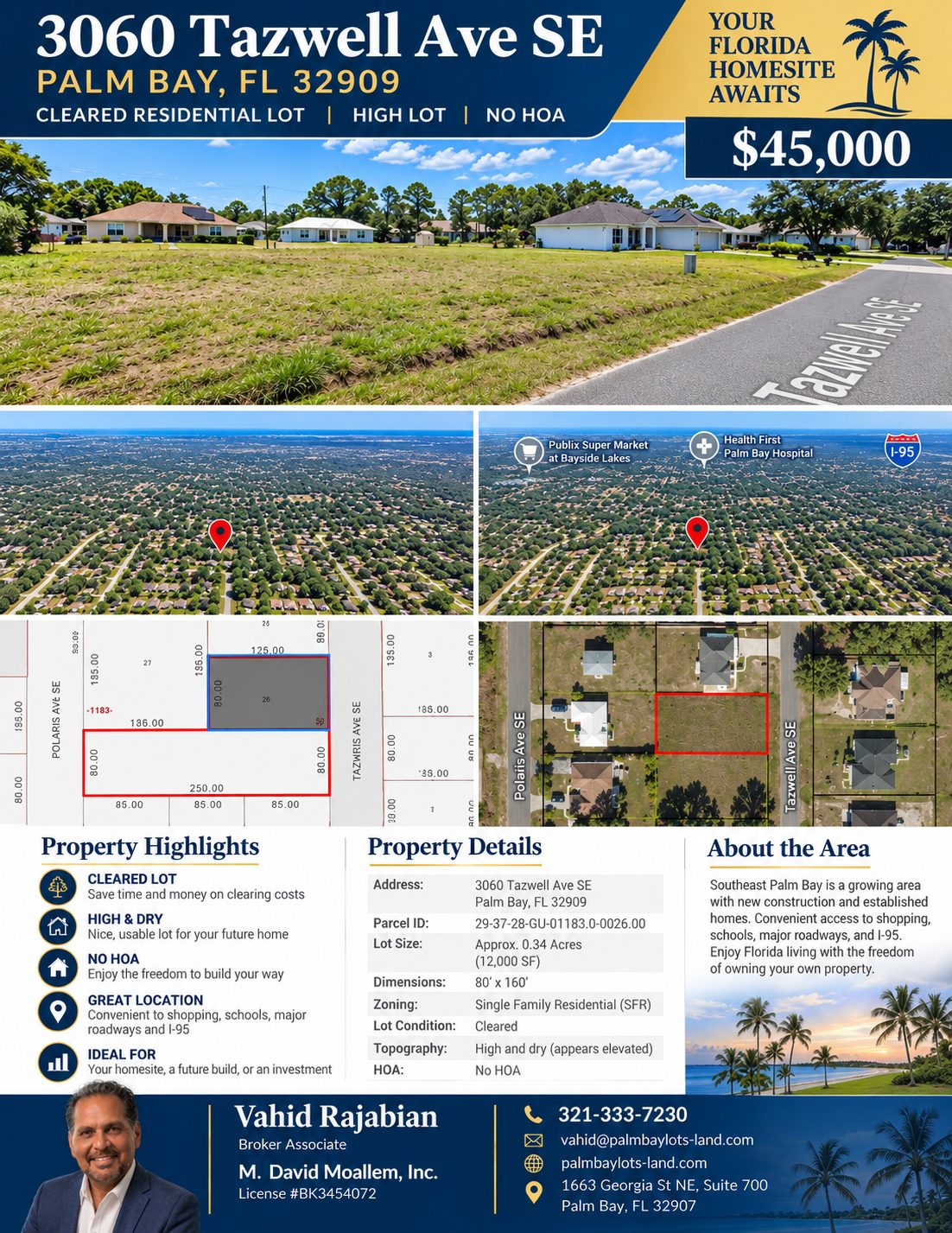 3060 Tazwell Ave. SE - 0.23 buildable lot in Palm Bay, FL
